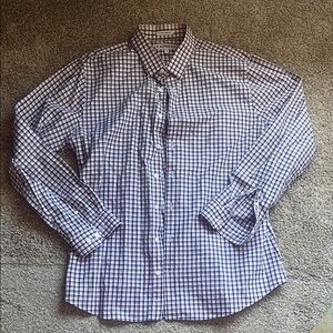 Express Men's Blue and Pink Check Dress Shirt